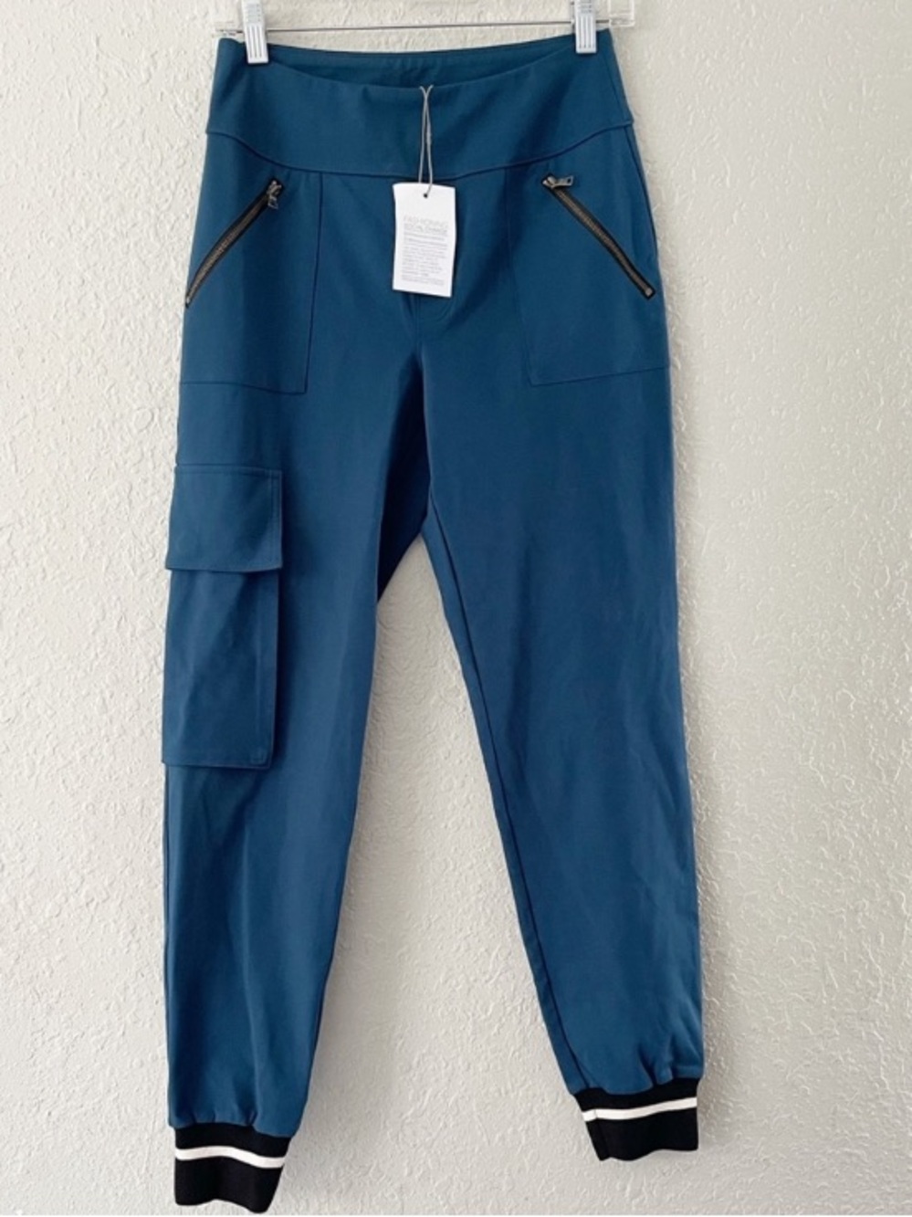 Stretch Cargo Jogger Pants in Teal Blue - Women's